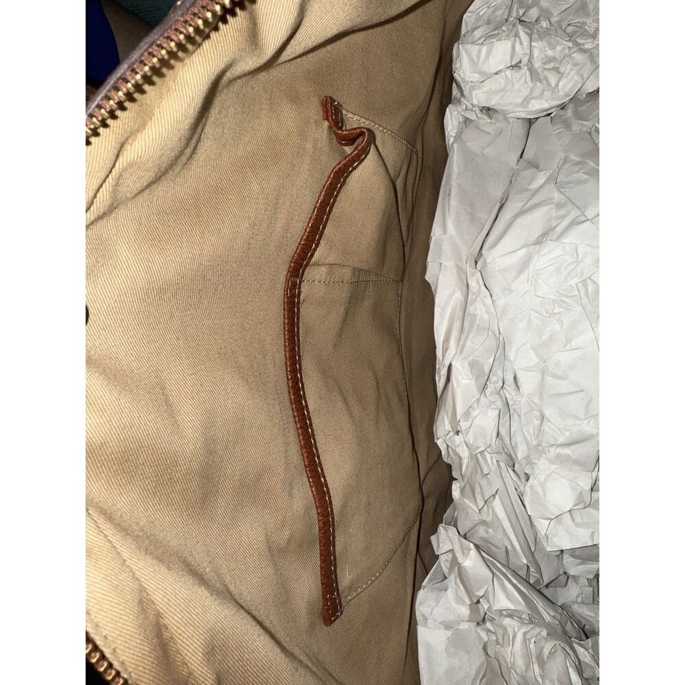 Liz Claiborne | Linen & Leather Tote Bag | Beige Brown | Double Handle | NWT Exc - Picture 4 of 6